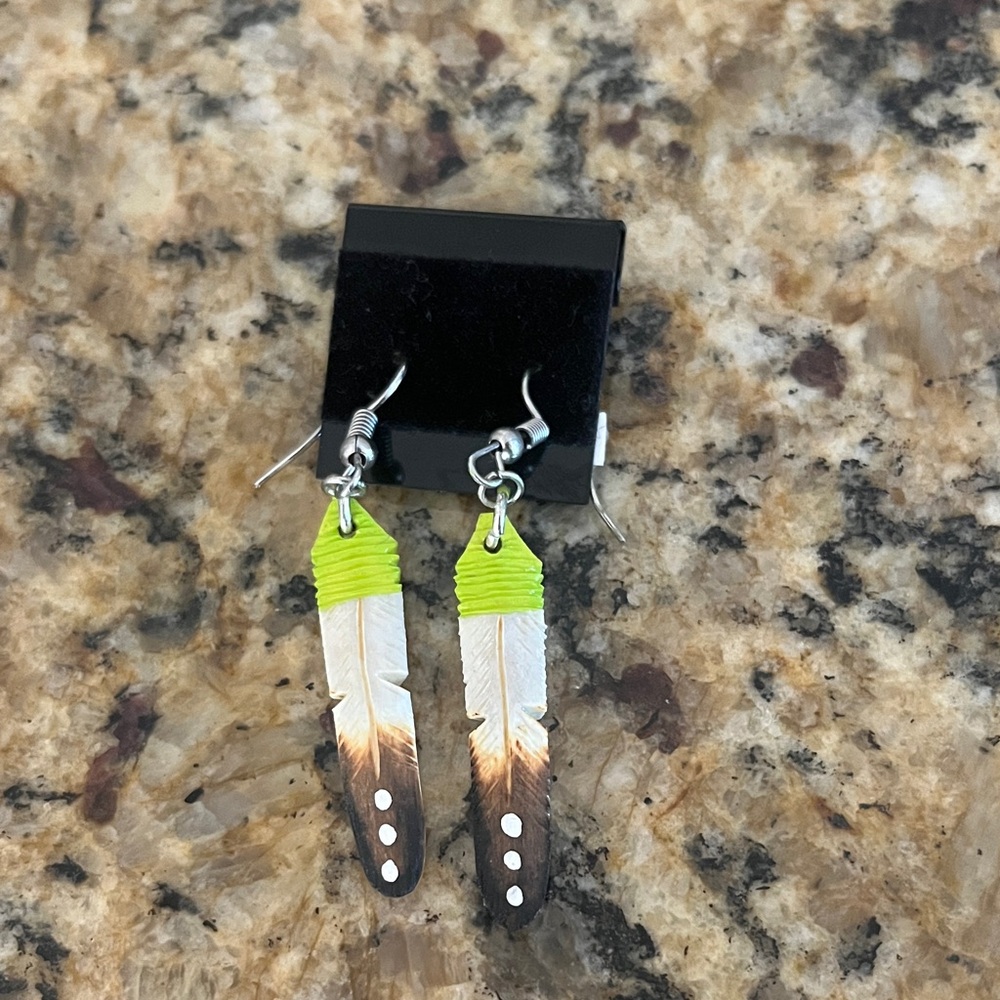 Mixed Media Feather Drop Earrings